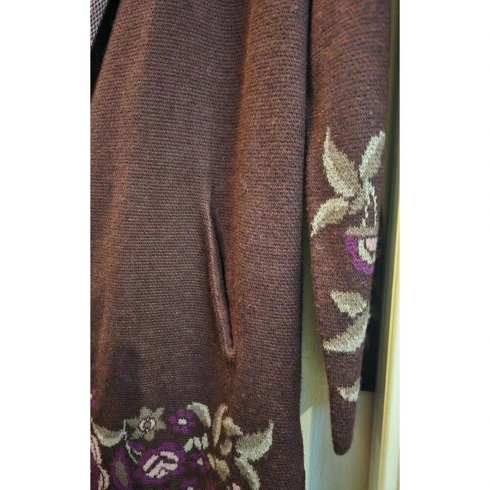 NWT MAXSPORT Hooded Cardigan Sweater Women's Burgundy Floral Sz M - Picture 5 of 8